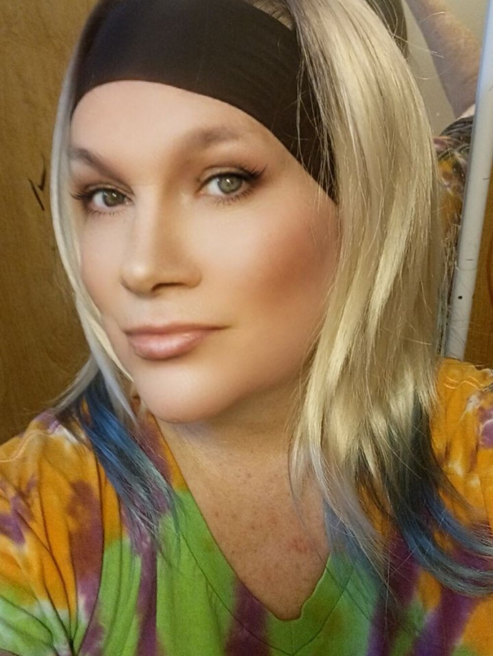 Blonde to Teal  Synthetic Wig - Headband Teal Tips Fits Like A Regular SOLD out!